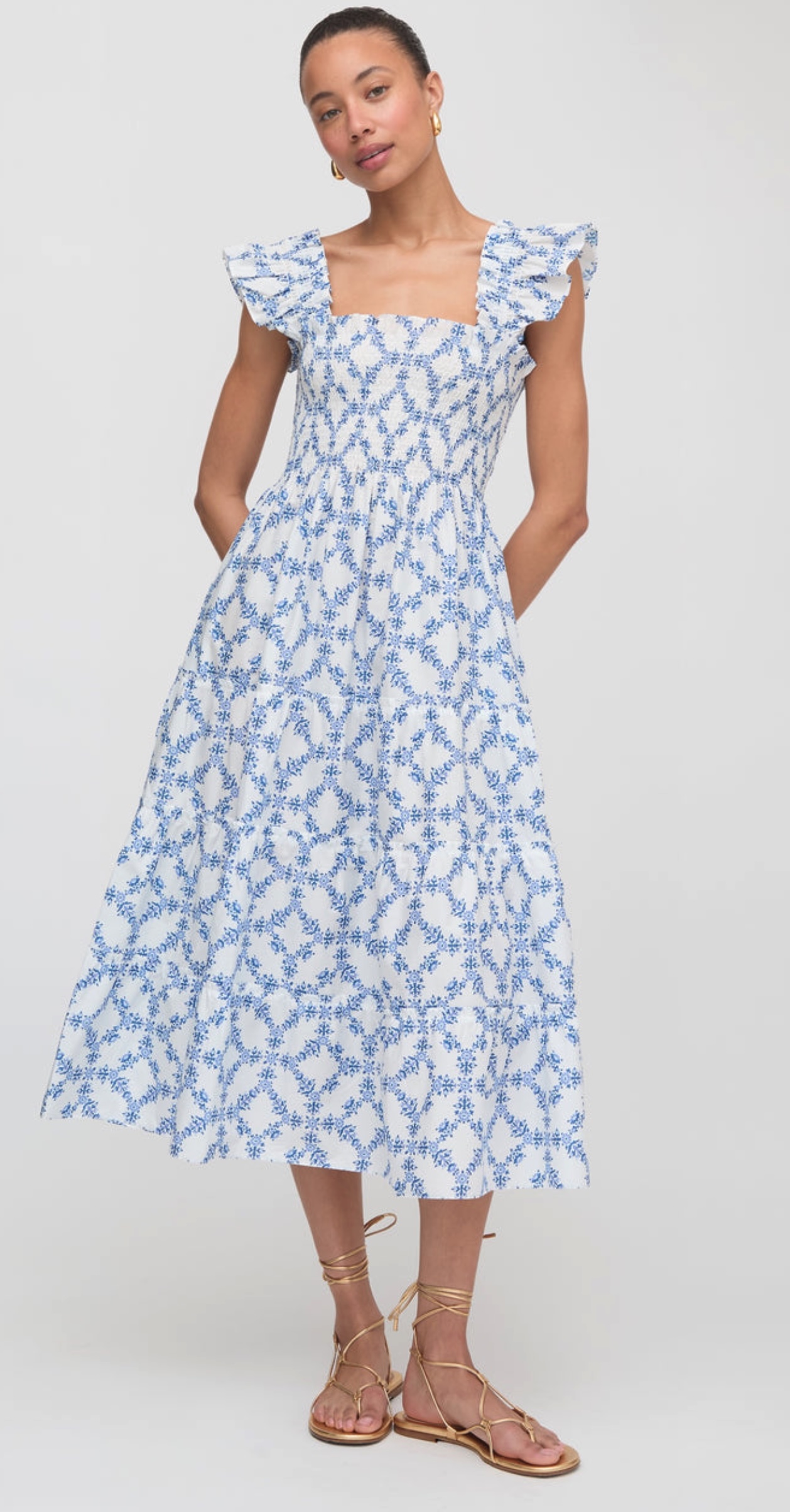Hill House Home The Ellie Nap Dress in Blue Marigold Block