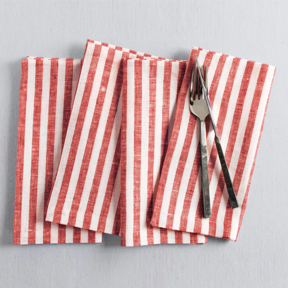Solino Home Amalfi Stripe linen napkins in red and white